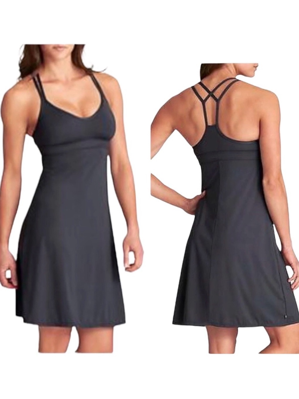 Athleta Coastline Swim Tank Dress (Style #964423) in the color Asphalt. XS
